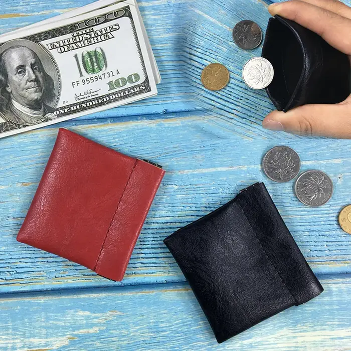 Porte-monnaie en cuir PU noir pour hommes