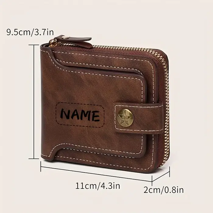 Portefeuille en PU pour homme avec nom personnalisé