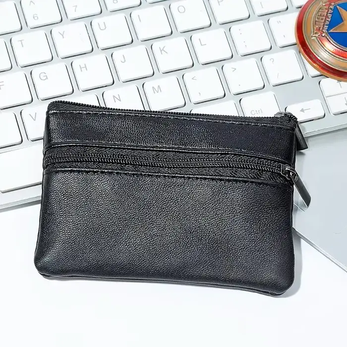 Porte-monnaie en cuir noir adapté aux hommes et aux femmes