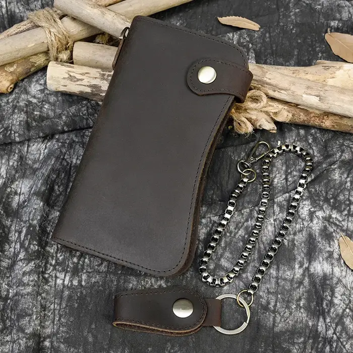Portefeuille en cuir de Super qualité avec chaîne en fer 100%