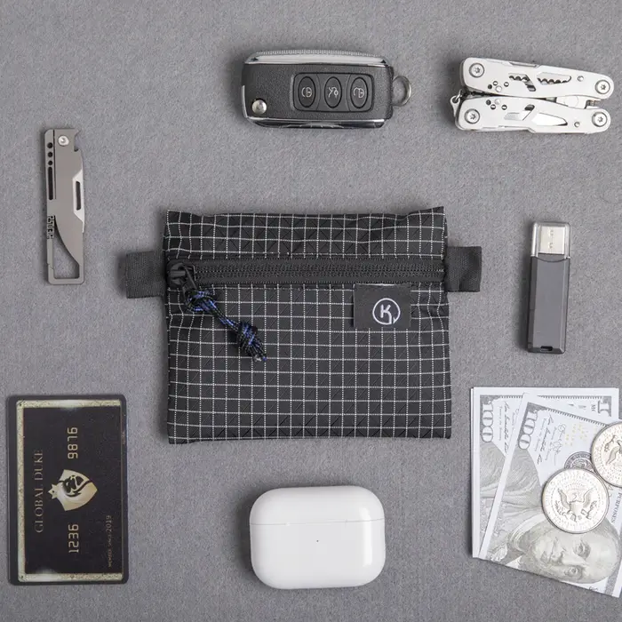 Kosibate Gridstop Portefeuille Porte-monnaie Pochette ultralégère à fermeture éclair avec organisateurs à fermeture éclair YKK pour la randonnée, la randonnée et les voyages