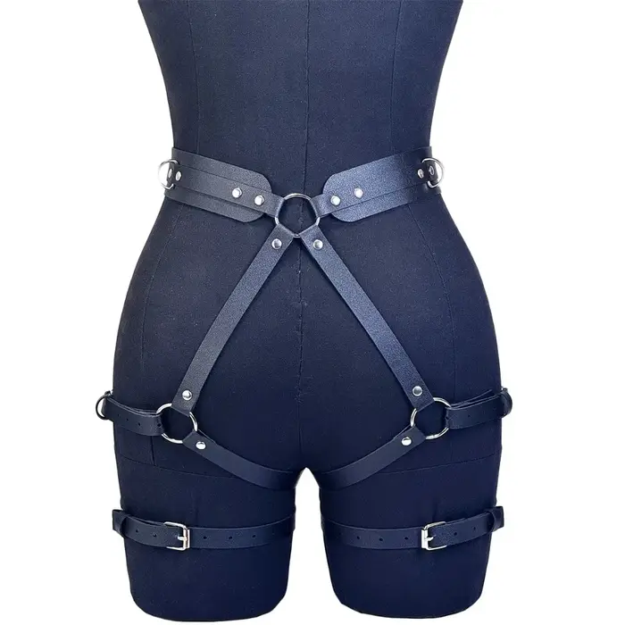 Ceinture en cuir vegan tendance avec boucle pour femme, design multi-anneaux réglable, accessoires g