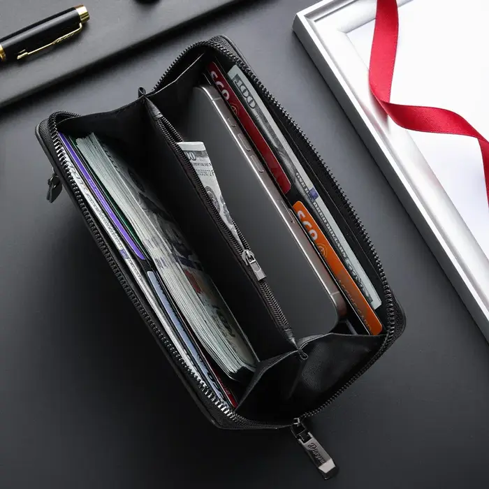 Nouveau portefeuille long à fermeture éclair pour hommes