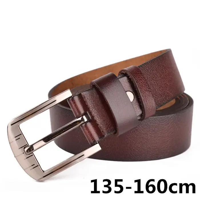135 cm-160 cm de Long hommes en cuir véritable grande taille ceinture classique décontracté concepteur broche bouton