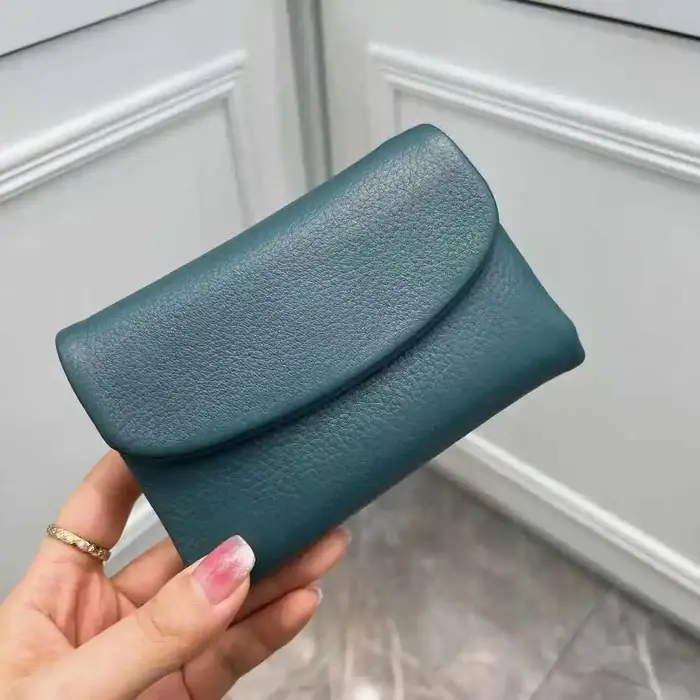 Porte-monnaie en cuir de vache véritable, portefeuille court à trois volets pour petits sacs à main 