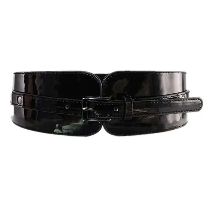 Ceinture large en cuir verni pour femme