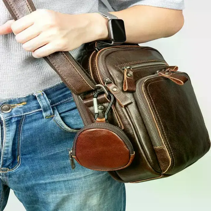 Mini porte-monnaie en cuir véritable