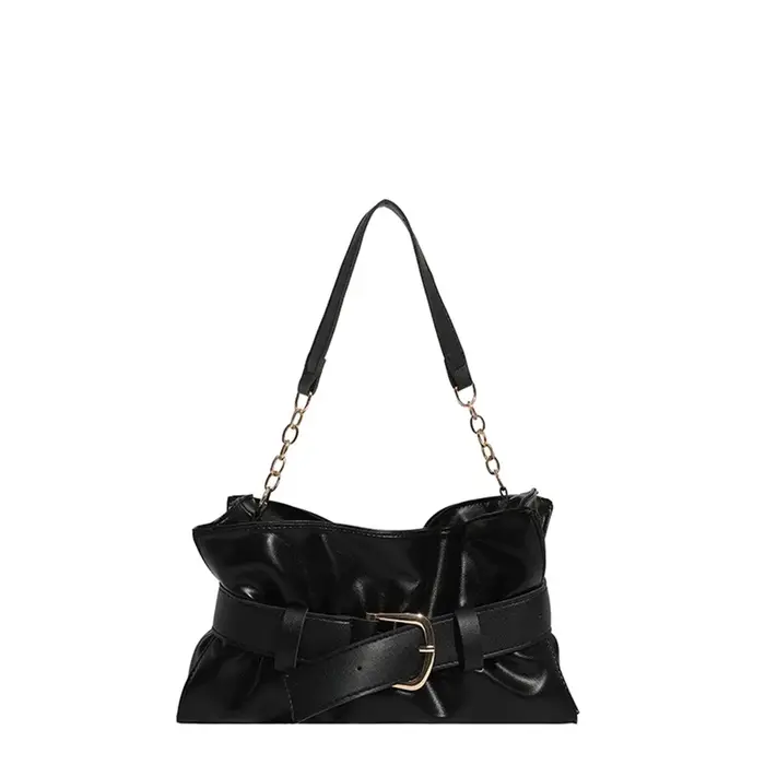 Sac fourre-tout de luxe doux avec boucle de ceinture décorative, sacs à bandoulière de grande capaci
