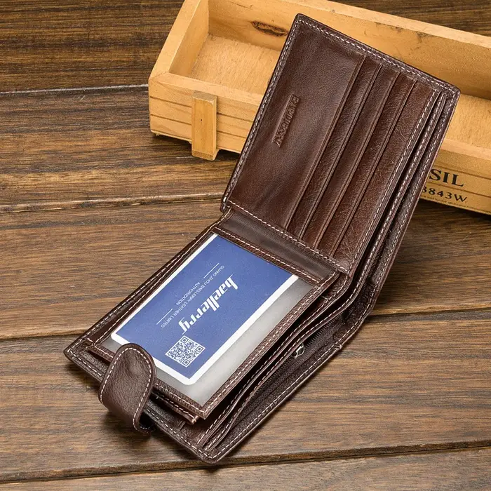 Portefeuille multifonction en cuir avec poche à monnaie pour homme