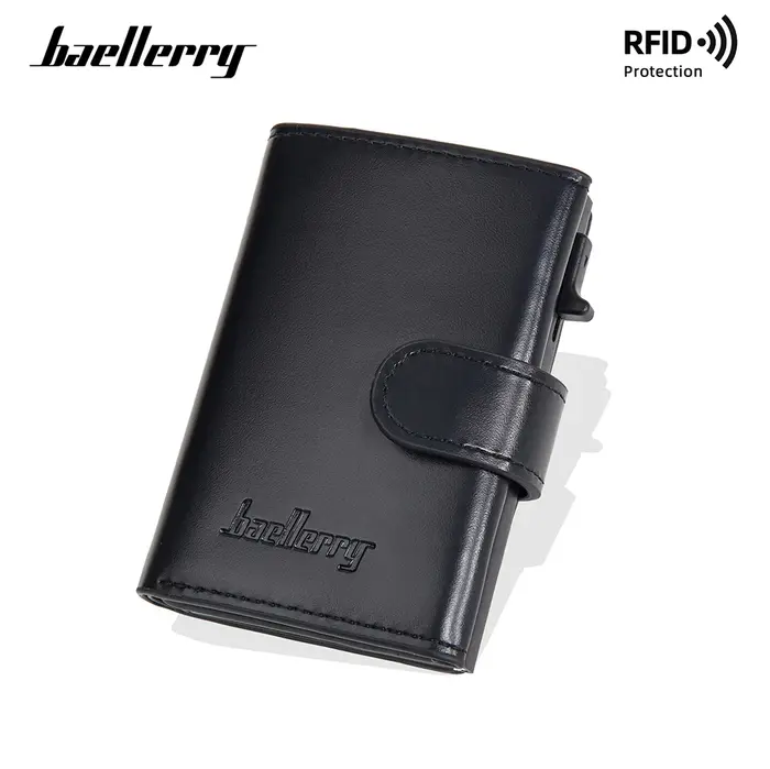 Baellerry Porte-cartes en aluminium pour homme avec bouton coulissant pop-up automatique