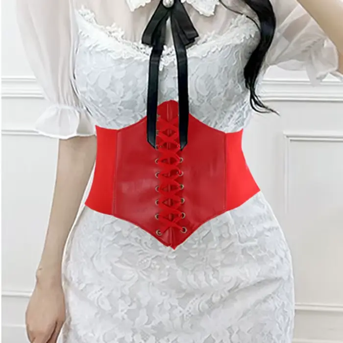 Corset femme gaine amincissante Sexy large ceinture en cuir Cummerbunds sangle ceintures pour femmes taille haute