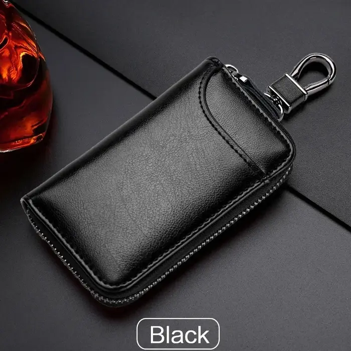 Porte-clés en cuir véritable unisexe