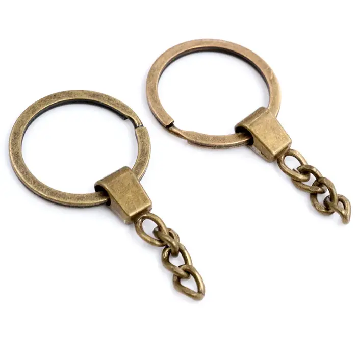 10pcs trousseau accessoires 30mm anneau avec 50mm longue chaîne porte-clés