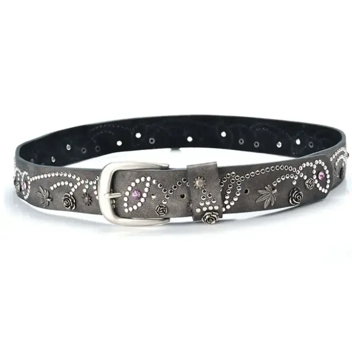 BOKADIAO femmes ceinture en cuir feuilles fleurs Punk Rivets mode ceintures