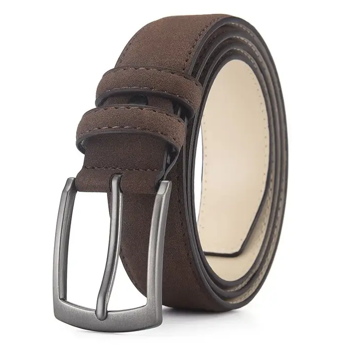 Ceinture en daim pour hommes, tendance rétro, boucle en alliage, grande taille, véritable, haut de g