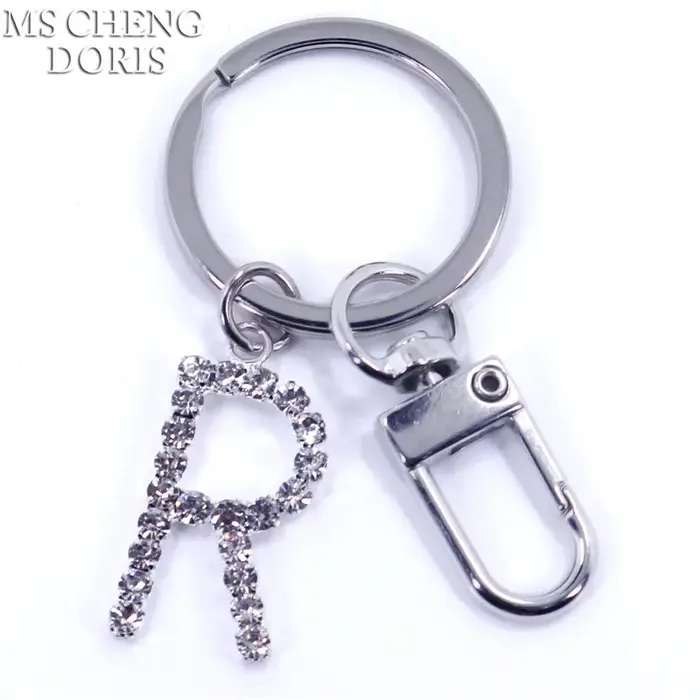 Porte-clés pendentif lettre cristal strass Alphabet