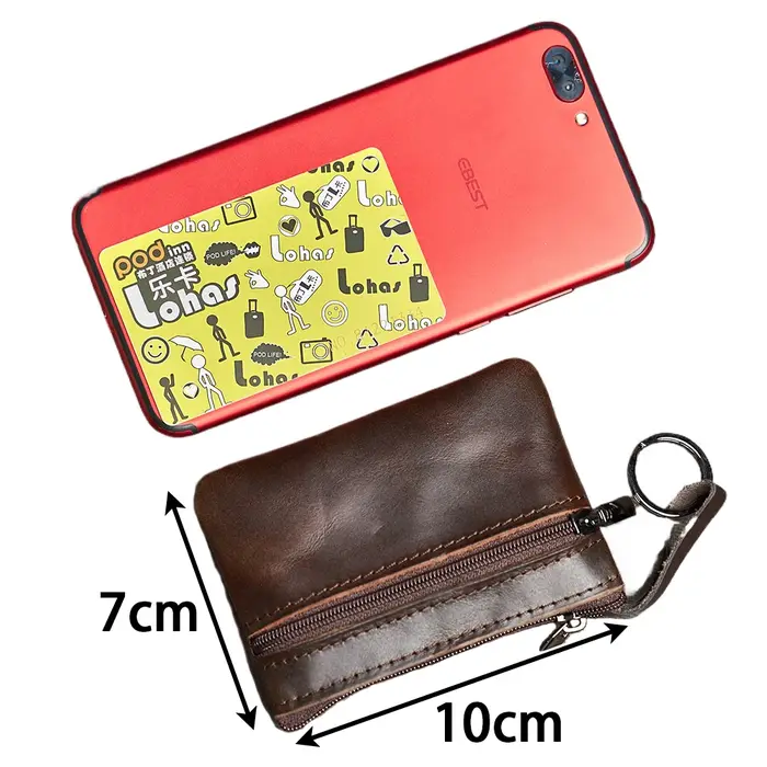 Mini porte-monnaie en cuir unisexe