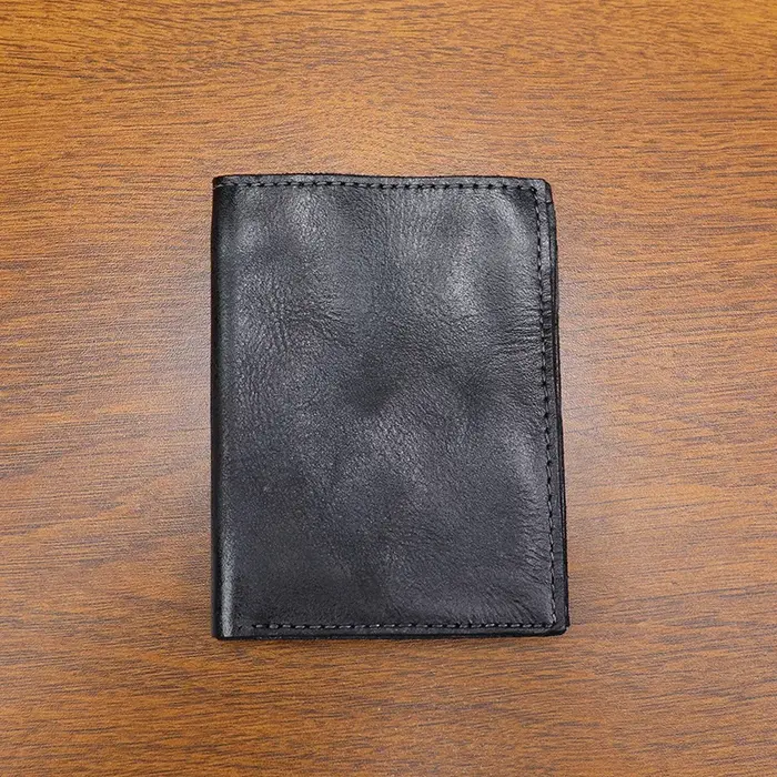 Portefeuille court rétro multicolore pour hommes, fait à la main, en cuir tanné végétal en détresse,