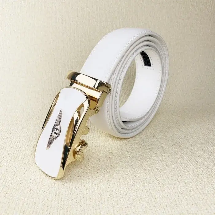 Bentley LOGO Ceinture en cuir blanc pour hommes boucle automatique jeunesse