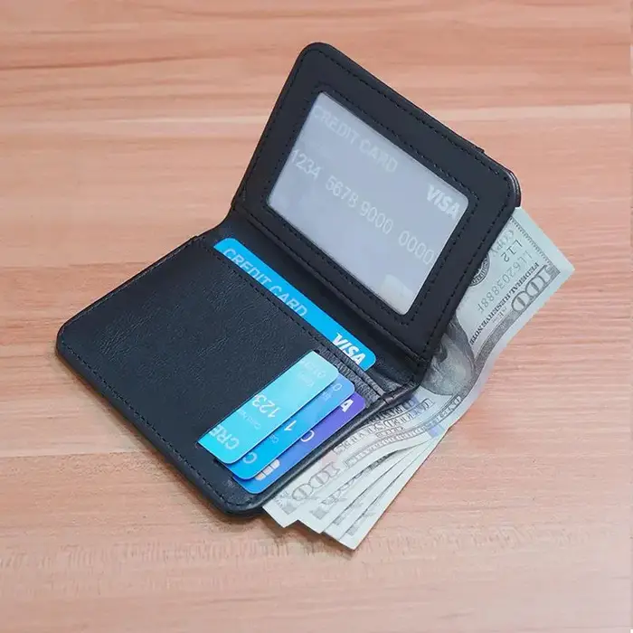 Portefeuille portable super fin en cuir PU, mini porte-cartes de crédit, porte-monnaie, porte-cartes pour hommes, portefeuille fin, petit et court