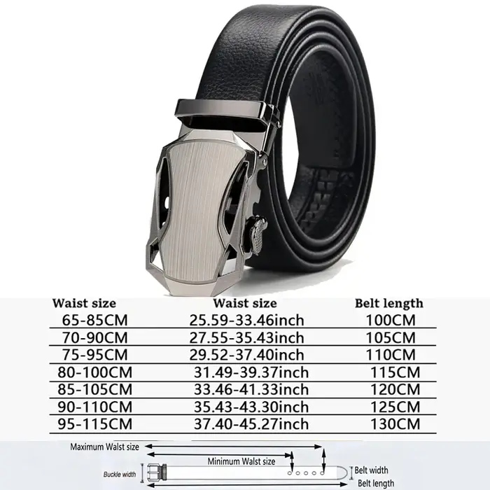 Ceinture pour homme en cuir de luxe avec boucle automatique, de haute qualité, pour le travail, les