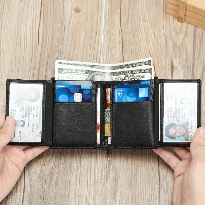 Portefeuille en cuir haut de gamme pour hommes, fente multi-cartes, stockage de documents, cuir de v