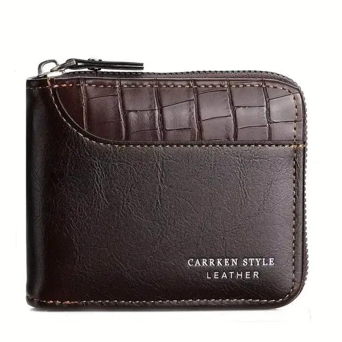 Nouveau portefeuille en cuir PU pour hommes fermeture éclair luxe