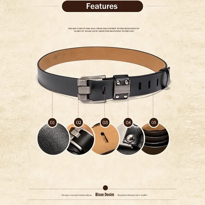 Bagressions DENIM-Ceinture en cuir de vachette véritable pour homme, marque de luxe, sangle pour jean, livraison gratuite
