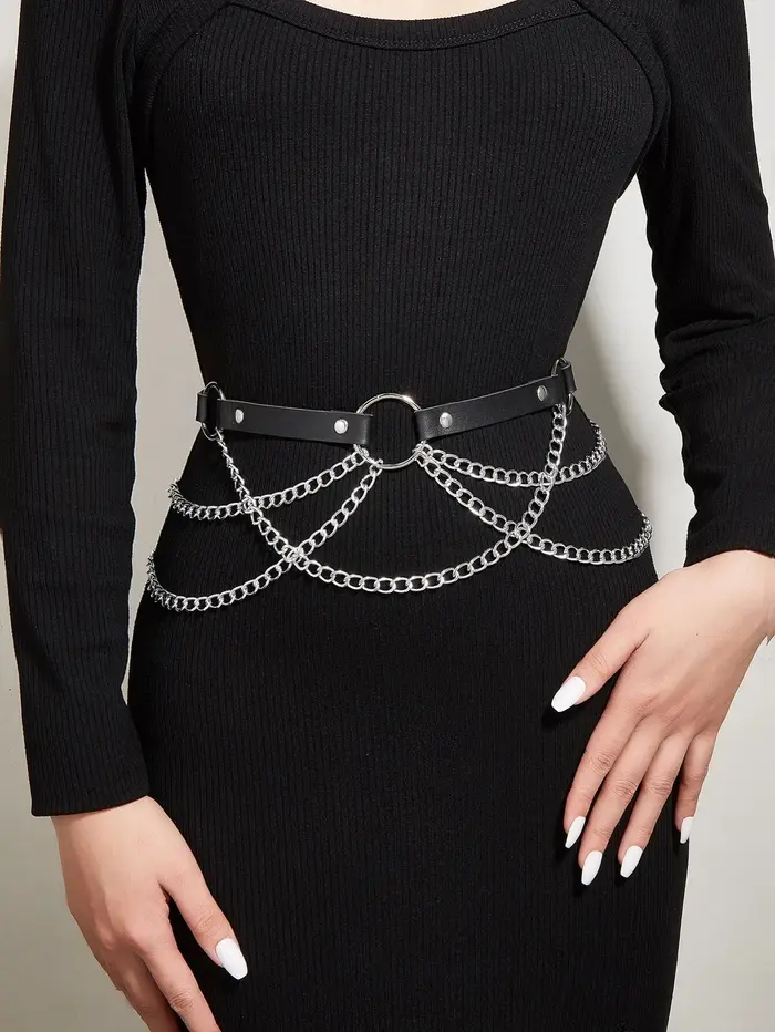 Femmes mode ceinture chaîne Style de rue ceinture avec chaîne gothique harnais chaîne bustier harnai