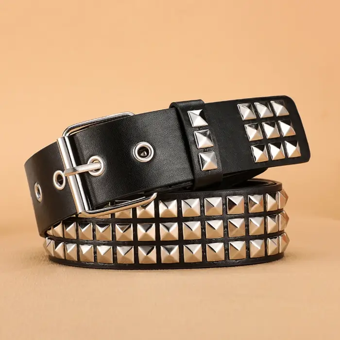 Tendance Rivet ceinture métal lourd ceinture hommes femmes Punk discothèque Rock Style ceinture jean