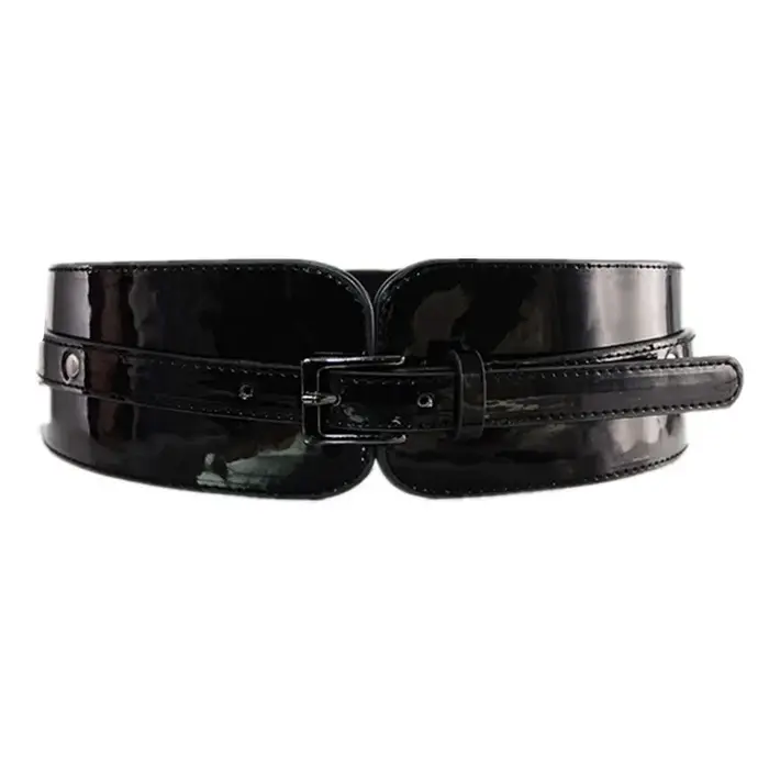 Ceinture large en cuir verni pour femme, design de mode, noir, rouge, décontracté, bureau, fête, lux