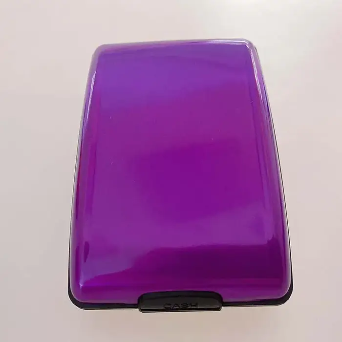 Portefeuille rigide antivol en aluminium et plastique avec protection RFID pour cartes bancaires, po