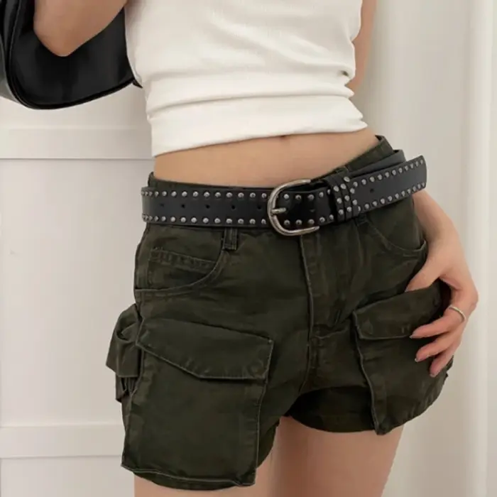 Ceinture pour femme, ceinture streetwear tendance avec design à rivets