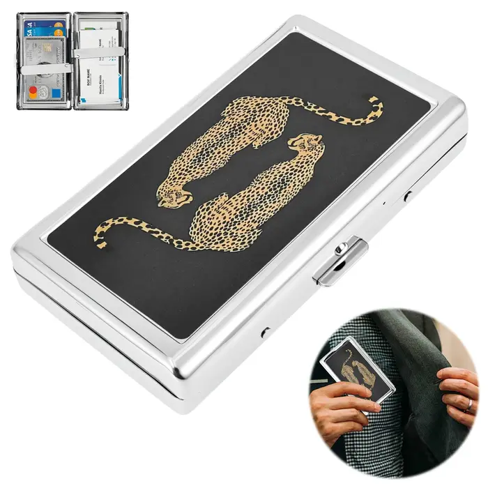 Porte-cartes en métal pour hommes, en acier inoxydable, ultra-fin, vintage, étui de rangement pour c