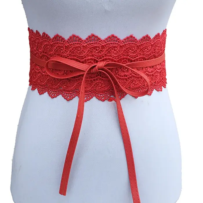 Ceinture en dentelle avec nœud pour femmes