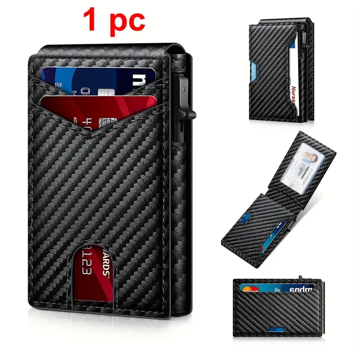 Fiber de carbone Rfid porte-carte de crédit hommes portefeuilles Anti-vol mince mince portefeuille d