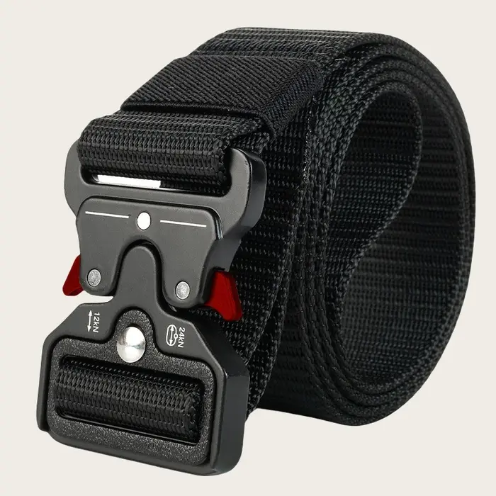 Ceinture tactique 1 pièce pour hommes ; ceinture à boucle à dégagement rapide pour sports de plein a