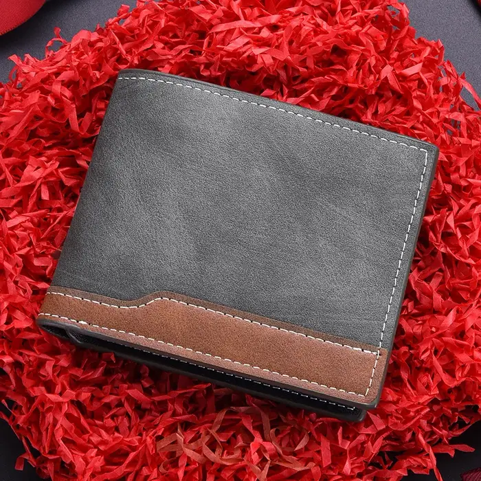 Portefeuille court en cuir PU pour hommes, Style rétro café noir, porte-monnaie à deux volets avec porte-carte d'identité, adapté aux hommes, nouveau