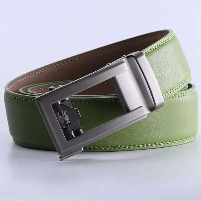 Marron café noir herbe vert hommes Ceinture automatique cliquet boucle marque de luxe en cuir véritable