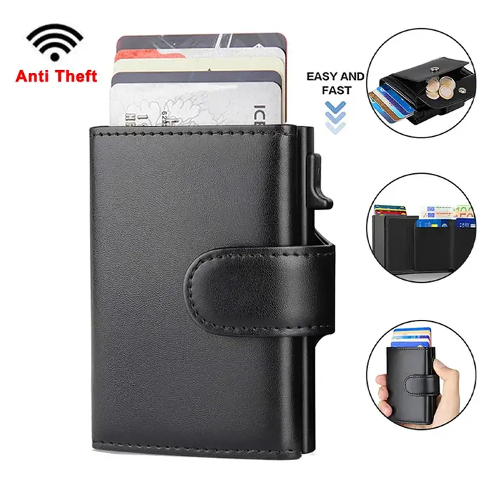 DIENQI Rfid microfibre cuir hommes portefeuilles porte-carte de crédit à trois volets portefeuille sacs d'argent