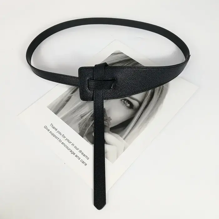 Ceinture en cuir PU souple pour femme, nœud de haute qualité, ceinture longue pour femme, ceinture l