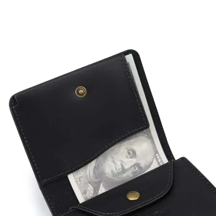 Petit portefeuille Portable pour hommes en cuir de Grain fin, Mini portefeuille Vintage en cuir véri