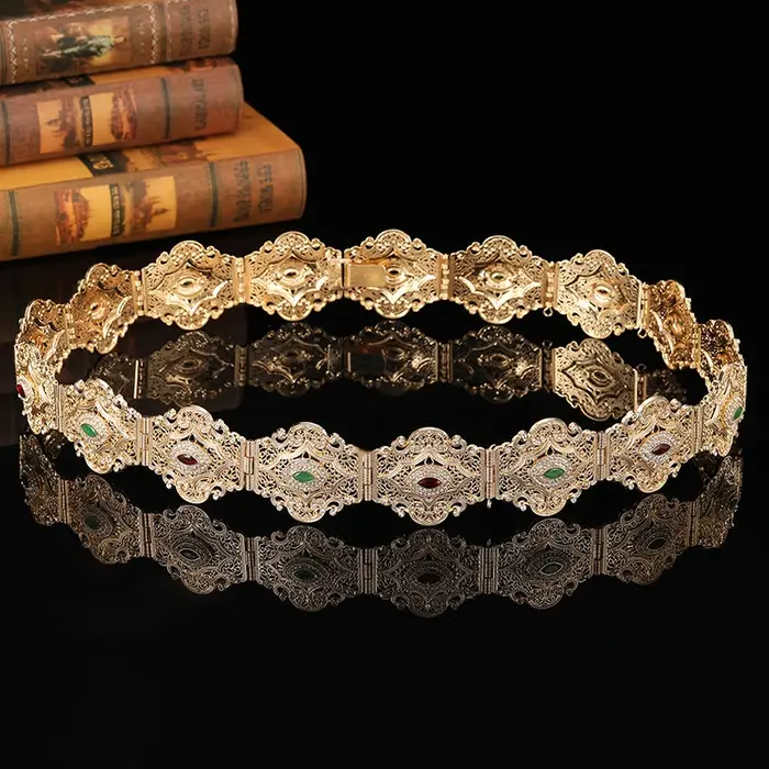 Ceinture de mode pour femmes du Moyen-Orient - Accessoire luxueux de mariage et de banquet de style vintage pour robes arabes