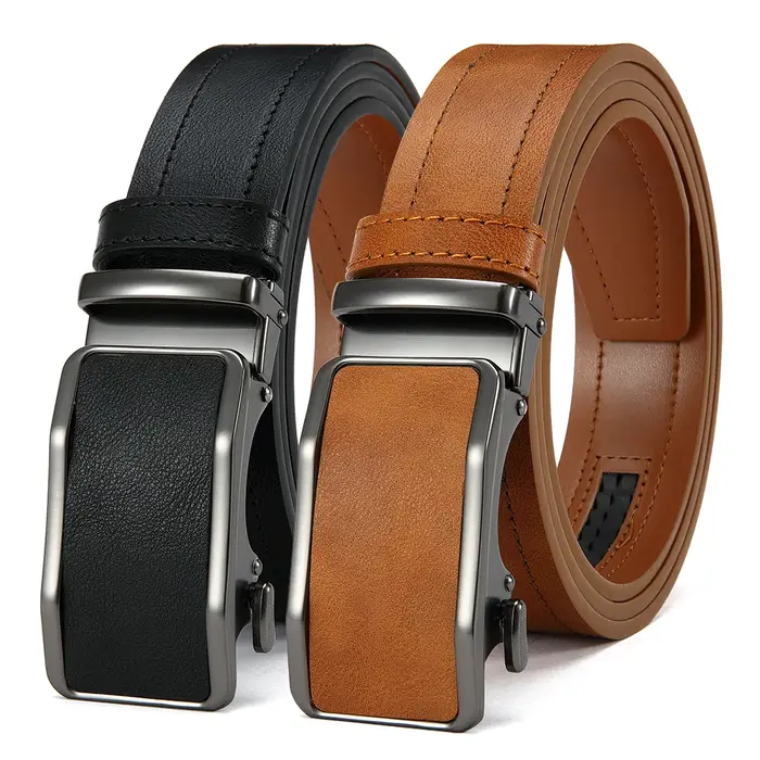 Ceinture en cuir pour hommes, ceinture d'affaires de haute qualité, boucle automatique, ceinture à c