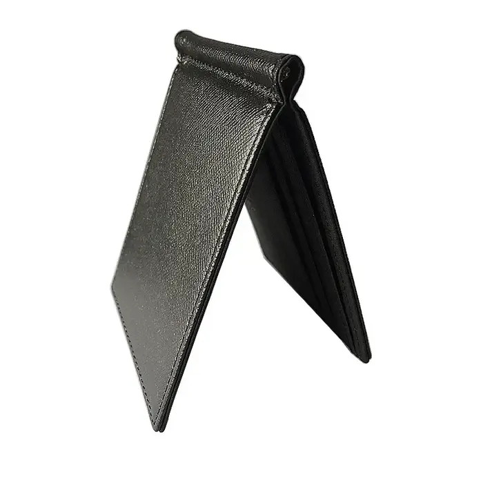 Portefeuille en cuir PU pour hommes, porte-cartes, porte-monnaie, pinces à billets, solide, mince, c