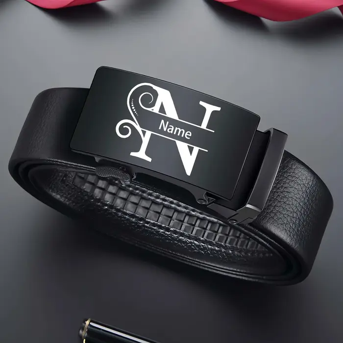 Ceinture pour hommes avec lettre de nom gravée personnalisée