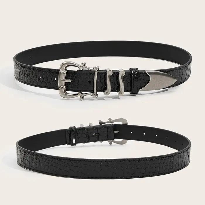 Ceinture rouge de luxe haut de gamme à motif crocodile pour femmes