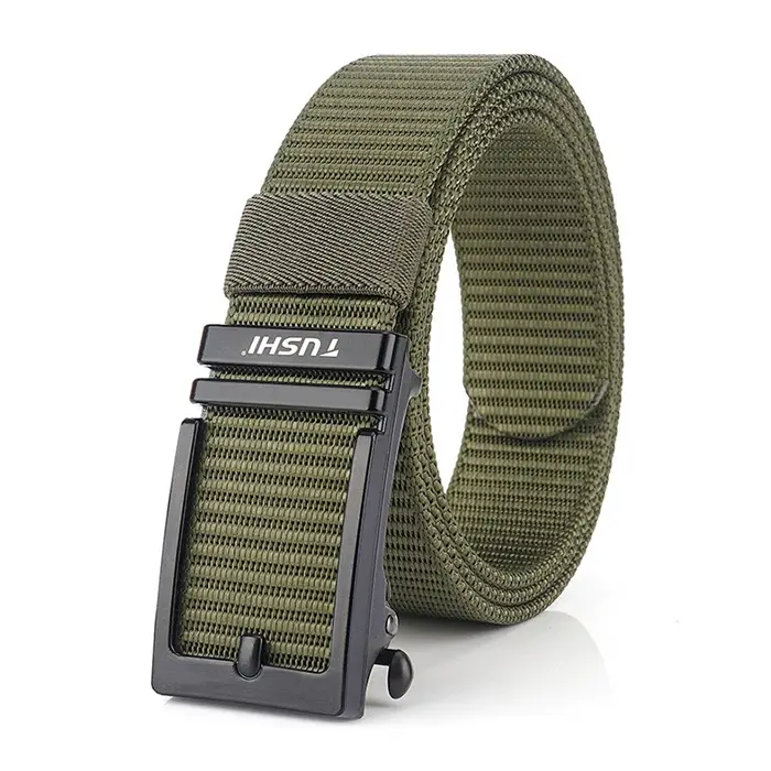 KOLBER Ceinture Décontractée Épaisse Pour Hommes Métal Boucle Automatique Souple Véritable Nylon