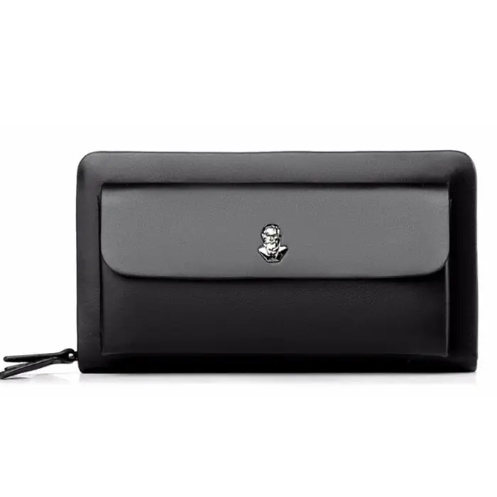 Marque de luxe hommes portefeuilles avec poche à monnaie Double fermeture éclair mâle portefeuille long grand