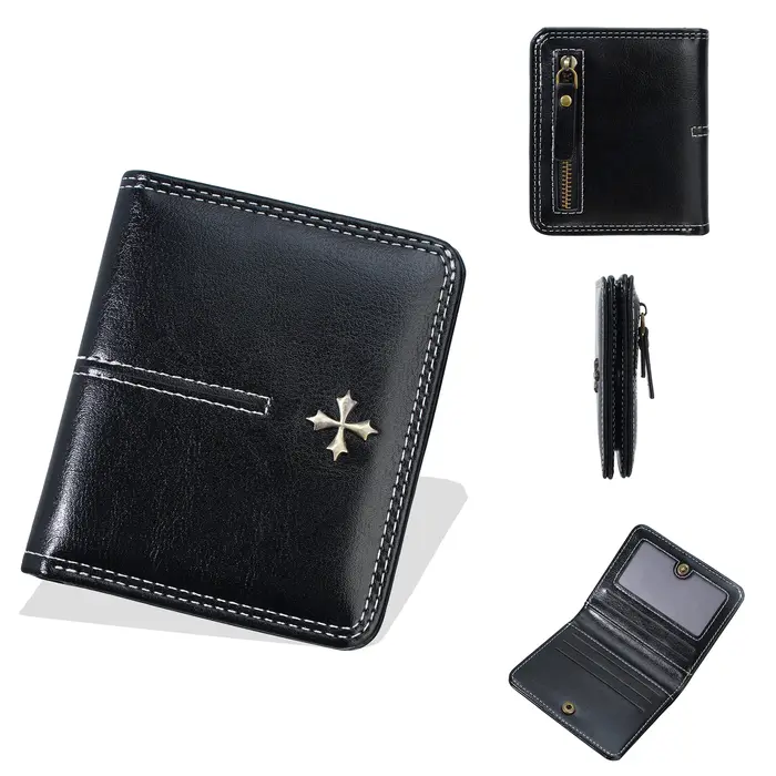 1 portefeuille ultra-fin pour femme, mini portefeuille court, porte-cartes à bouton-pression, 70 % d